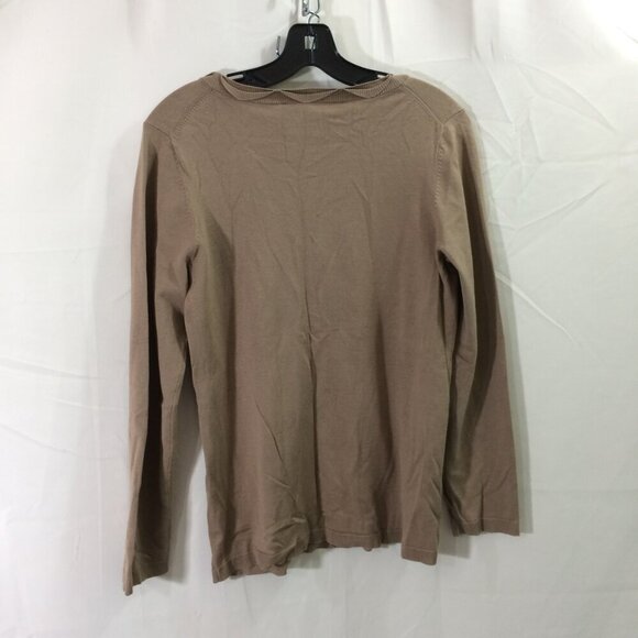 Pendleton Cardigan Button Front Ruffled Edge Taupe Silk Blend Long Sleeve Small - Picture 3 of 4